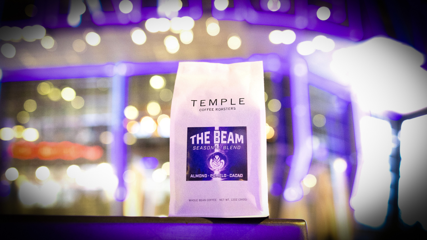 The Beam coffee bag, edited night shot at Golden 1 Center