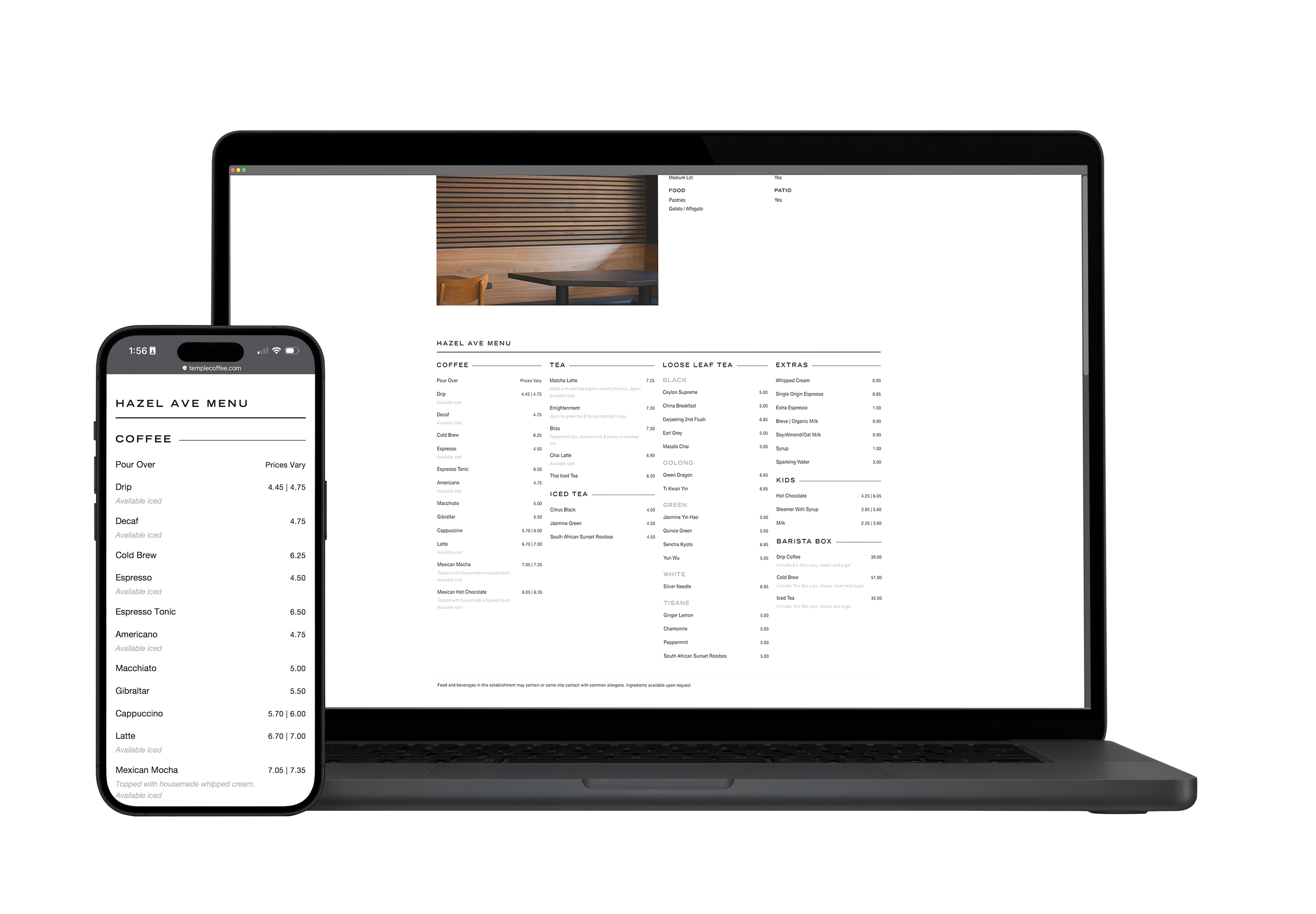Temple Coffee Roasters mobile site